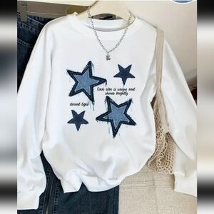 White Star Print Sweatshirt